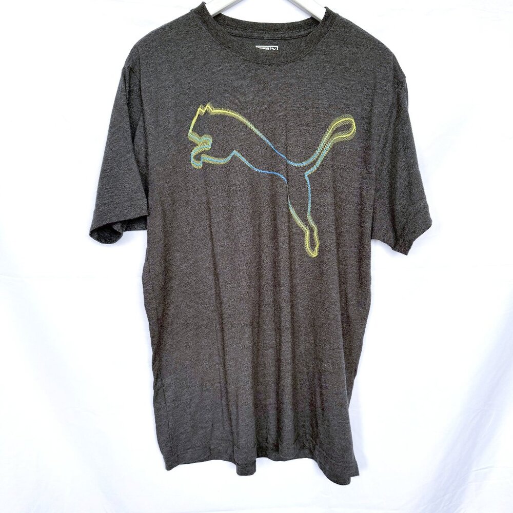 Puma Gray Yellow Blue Logo T-shirt